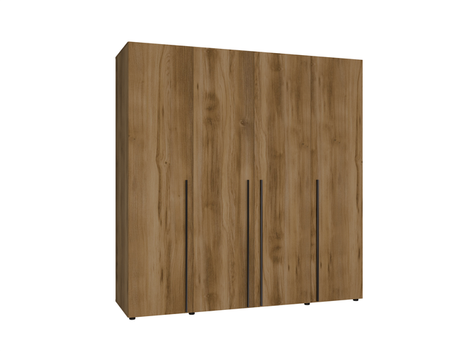 Kleiderschrank 4-Türig ARNI 200 cm Gold Baroque – Eiche Optik Braun 11 Fächer