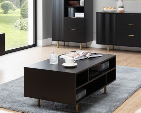 Rechteckiger Couchtisch Nubia mit Metallbeinen Schwarz