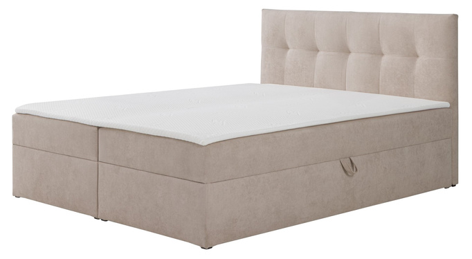 Boxbett Toronto 180×200 (Gerra 15 – Hellbeige) mit Bonell-Matratze und Topper