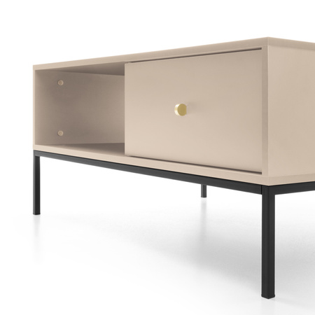 Rechteckige Couchtisch Bari mit zwei Schubladen, beige