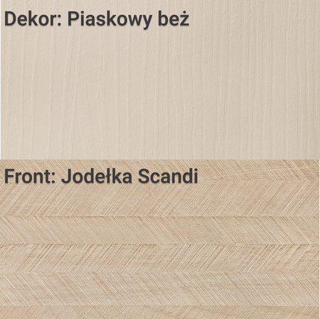 Nachttisch Silva in Sandbeige + Scandi-Fischgrätmuster