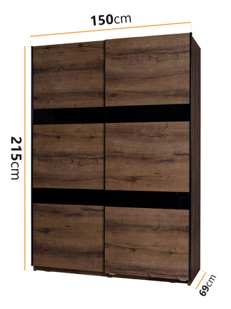 Schwebetürenschrank Martin 150 cm mit Beleuchtung