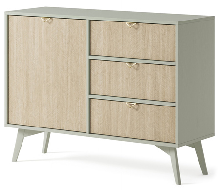 Kommode Silva KSZD-106 in Eukalyptus + Scandi-Fischgrätmuster