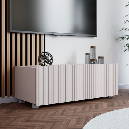 TV-Schrank Kolder 100 cm in Kaschmirfarbe mit geriffelten Fronten