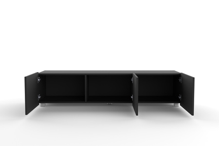 TV-Schrank Kolder 150 cm in Schwarz mit geriffelten Fronten