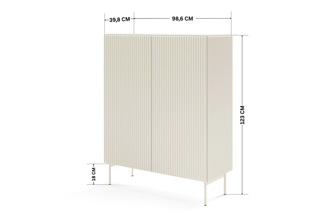 Highboard MUTI kaschmir 99 cm riffeloptik soft-close metallbeine beige