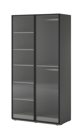 Zweitüriger Schrank Zen in Grau + geriffeltes Glas