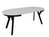 Runder Esstisch Ausziehbar ARI 90-190 cm Weiß Matt – Metallbeine Schwarz Loft