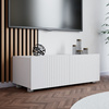 Weißer TV-Schrank Kolder 100 cm mit geriffelten Fronten