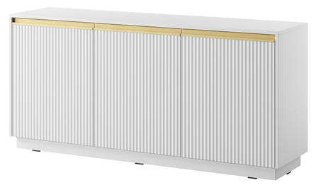 Kommode Loren 154 cm, dreitürig, weiß mit geriffelten Fronten