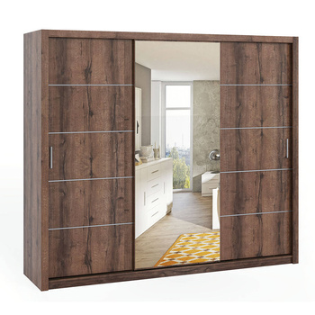 Schiebetürenschrank Tamiza 250 cm mit Spiegel Eiche Monastery