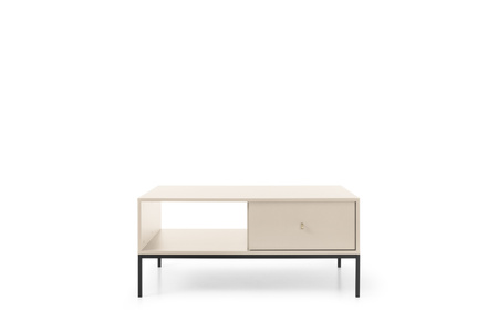 Rechteckige Couchtisch Bari mit zwei Schubladen, beige