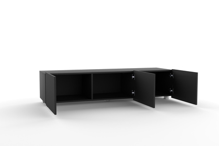TV-Schrank Kolder 150 cm in Schwarz mit geriffelten Fronten
