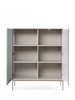 Vitrine Lagos 126 cm hoch, 2-teilig, mit Metallfüßen in Kaschmir + LED