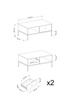 Rechteckige Couchtisch Bari mit zwei Schubladen, beige