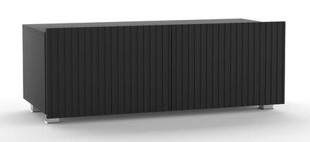 Schwarzer TV-Schrank Kolder 100 cm mit geriffelten Fronten