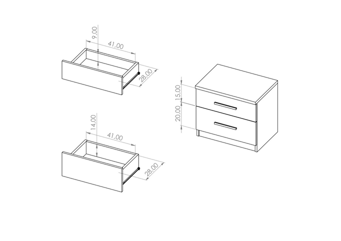 Nachttisch Tamiza 50 cm in Eiche Artisan