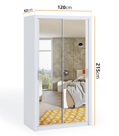 Weißer Schiebeschrank Tamiza 120 cm mit Spiegel