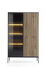 Vitrine Lagos 166 cm hoch, 2D1SZ mit Metallfüßen in Schwarz + LED
