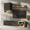 Wohnwand Vento 180 cm – modernes TV-Möbel-Set für das Wohnzimmer, mattes Schwarz und Artisan-Eiche