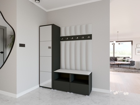 Garderoben-Set Nela II LUX mit Spiegel – Farbe Graphit + Stoff Trinity 32