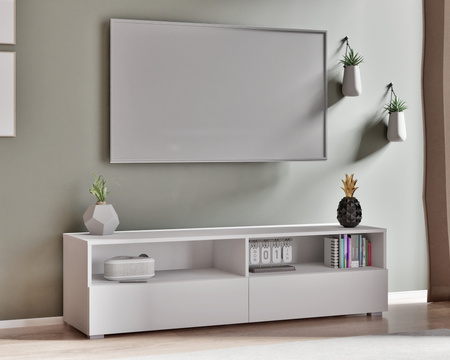 TV-Schrank Tebris 150 – mattweiß, moderne Form für geräumige Innenräume