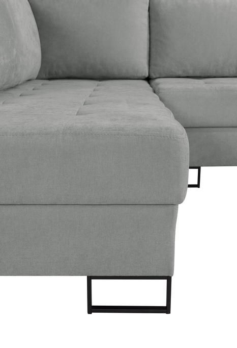 Ecksofa TREVI links Wind 90 grau Chenille Schlaffunktion