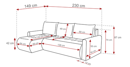 Ecksofa Primo L-Form mit Schlaffunktion