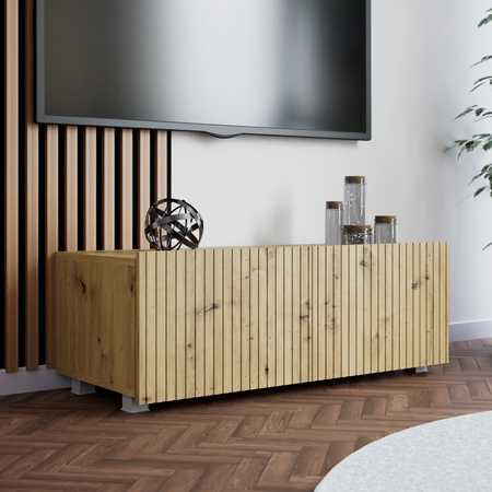 TV-Schrank Kolder 100 cm in Eiche Artisan mit geriffelten Fronten