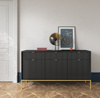 Stilvolle Kommode Kioto KSZ154 in Schwarz mit goldenen Füßen