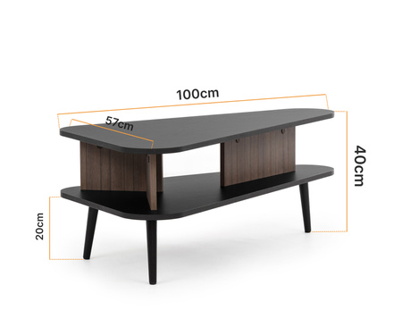 Kaffeetisch Pinelli, 100 cm lang, im Retro-Stil
