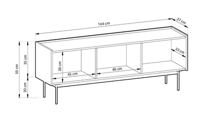 TV-Schrank 144 cm Lumo in Kaschmirfarbe mit Metallfüßen