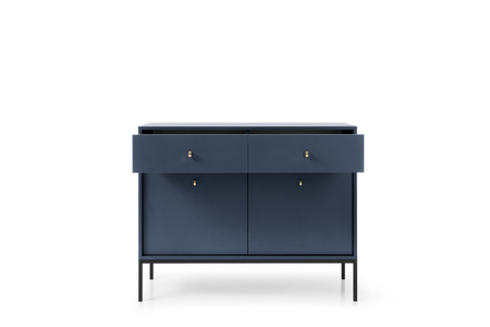 Die stilvolle Kommode Bari KSZ104 in Marineblau mit goldenen Füßen