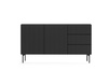 Sideboard MUTI schwarz 147 cm 3 schubladen riffeloptik push-to-open