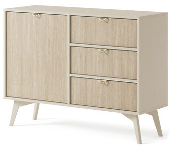 Kommode Silva KSZD-106 in Sandbeige + Scandi-Fischgrätmuster