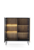Vitrine Lagos 126 cm hoch, 2-teilig, mit Metallfüßen in Schwarz + LED