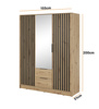 Kleiderschrank Stilo in Eiche Artisan, dreitürig, mit Spiegel und Lamellenfront