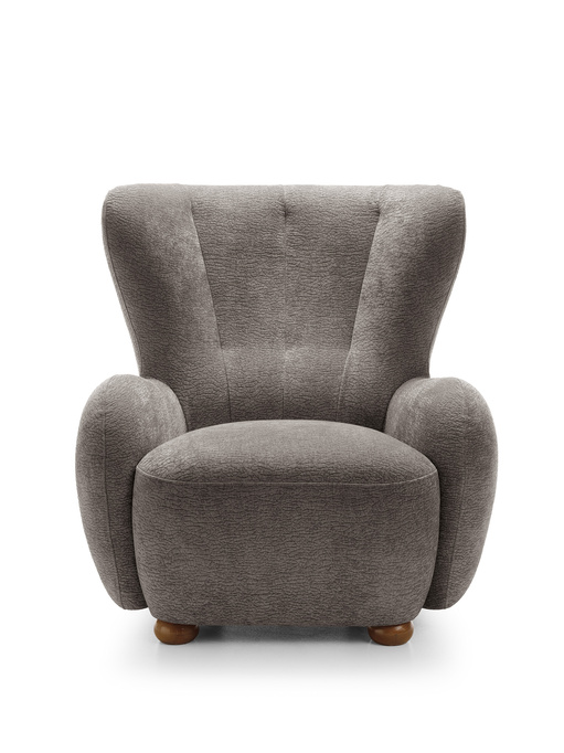 Sessel FILO Ohrensessel Dress Me 03 Taupe Strukturstoff Holzkugeln