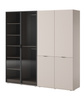 Viertüriger Schrank Zen in der Farbe Kaschmir + getöntes Glas