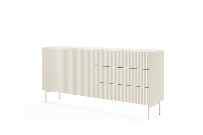Sideboard MUTI kaschmir 177 cm 3 schubladen riffeloptik push-to-open