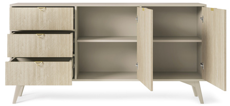Kommode Silva KSZD-158 in Sandbeige + Scandi-Fischgrätmuster