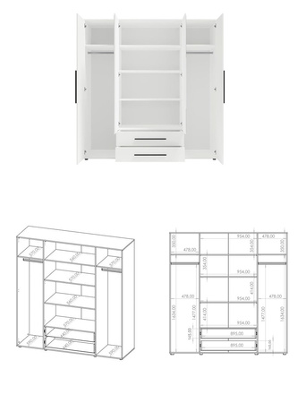 Kleiderschrank Modena SZ4D2SZ in Eiche Artisan mit Spiegel