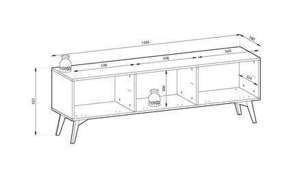 TV-Schrank Silva 158 cm in Eukalyptus + Scandi-Furnier