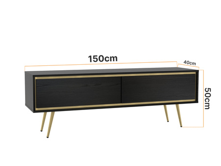 TV-Schrank Tori 150 cm mit Metallfüßen in Graphitschwarz