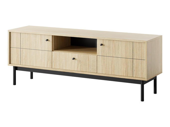 TV-Schrank Sora 154 cm in Eiche Linea mit schwarzen Füßen