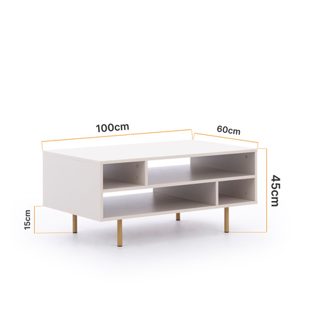Rechteckiger Couchtisch Nubia mit Metallbeinen Schwarz