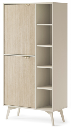 Hoher Regal Silva RG-80 in Sandbeige + Scandi-Fischgrätmuster