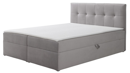 Boxbett Toronto 140×200 (Amor Velvet 4318 – Grau) mit Bonell-Matratze und Topper