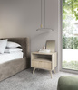 Nachttisch Silva in Sandbeige + Scandi-Fischgrätmuster