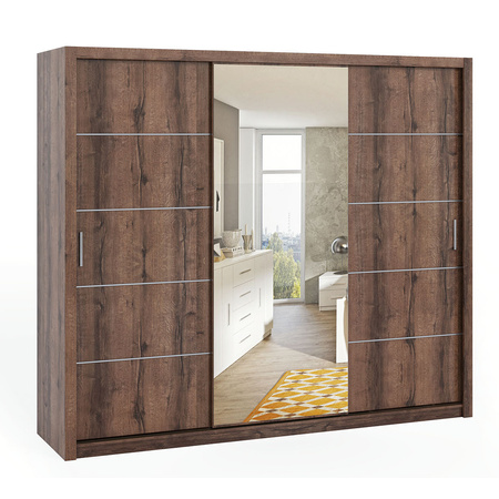Schiebetürenschrank Tamiza 250 cm mit Spiegel Eiche Monastery